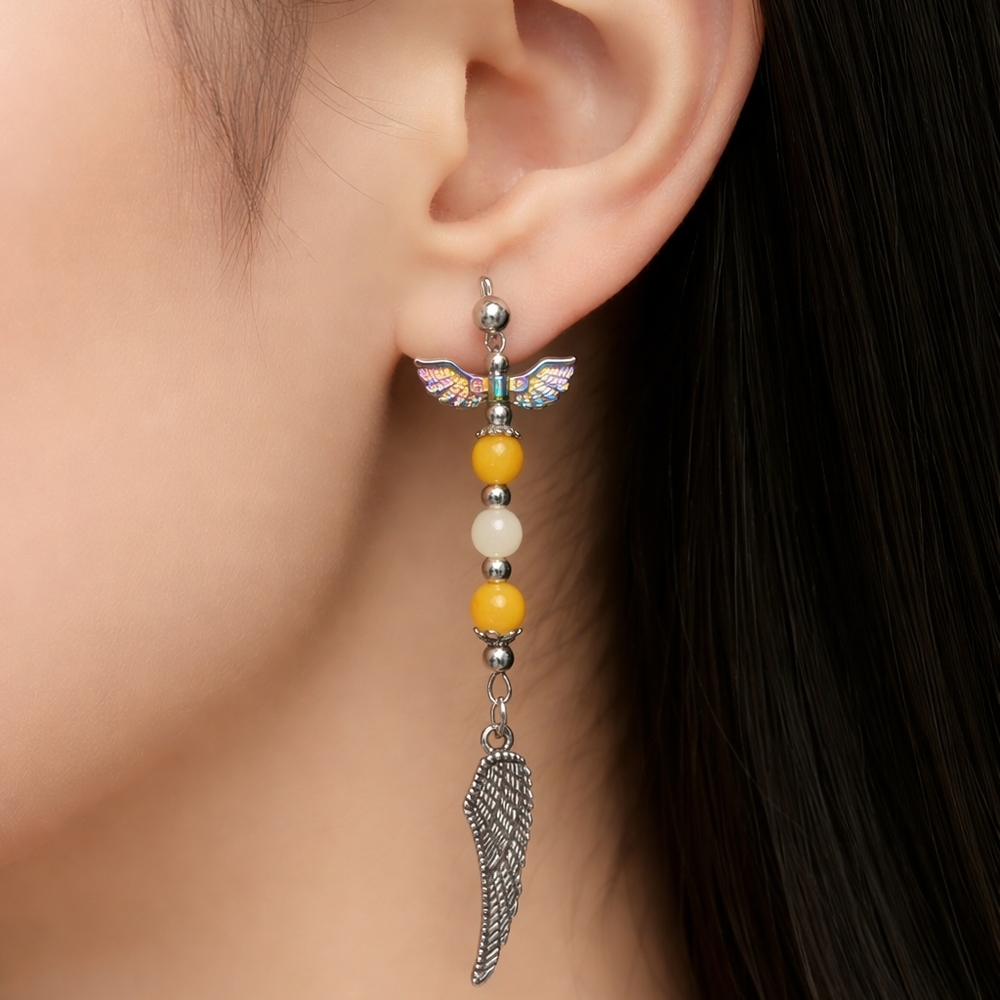 Archangel Jophiel Winged Post Dangle Earrings Angels Guardian Angels Drop